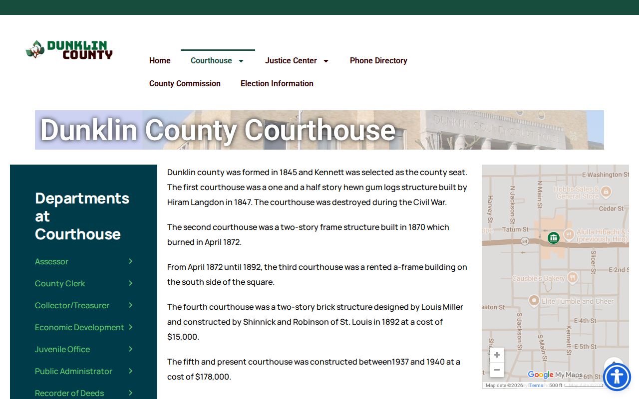 Historic Dunklin County courthouse associated with local court history