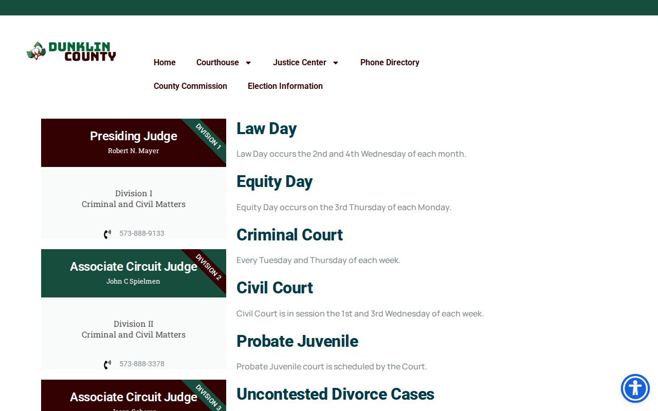 Dunklin County criminal court case divisions in the 35th Judicial Circuit