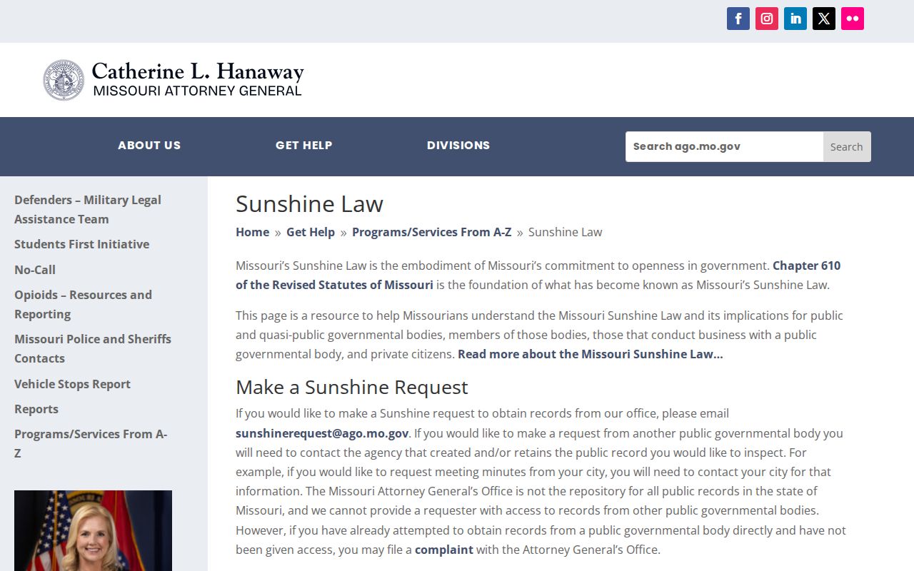 Missouri Sunshine Law guidance for Dunklin County criminal records