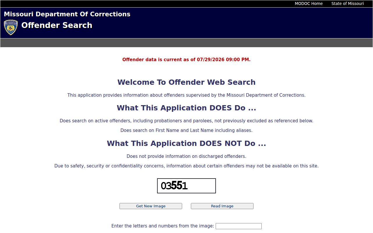 Missouri corrections search for Dunklin County custody and supervision records