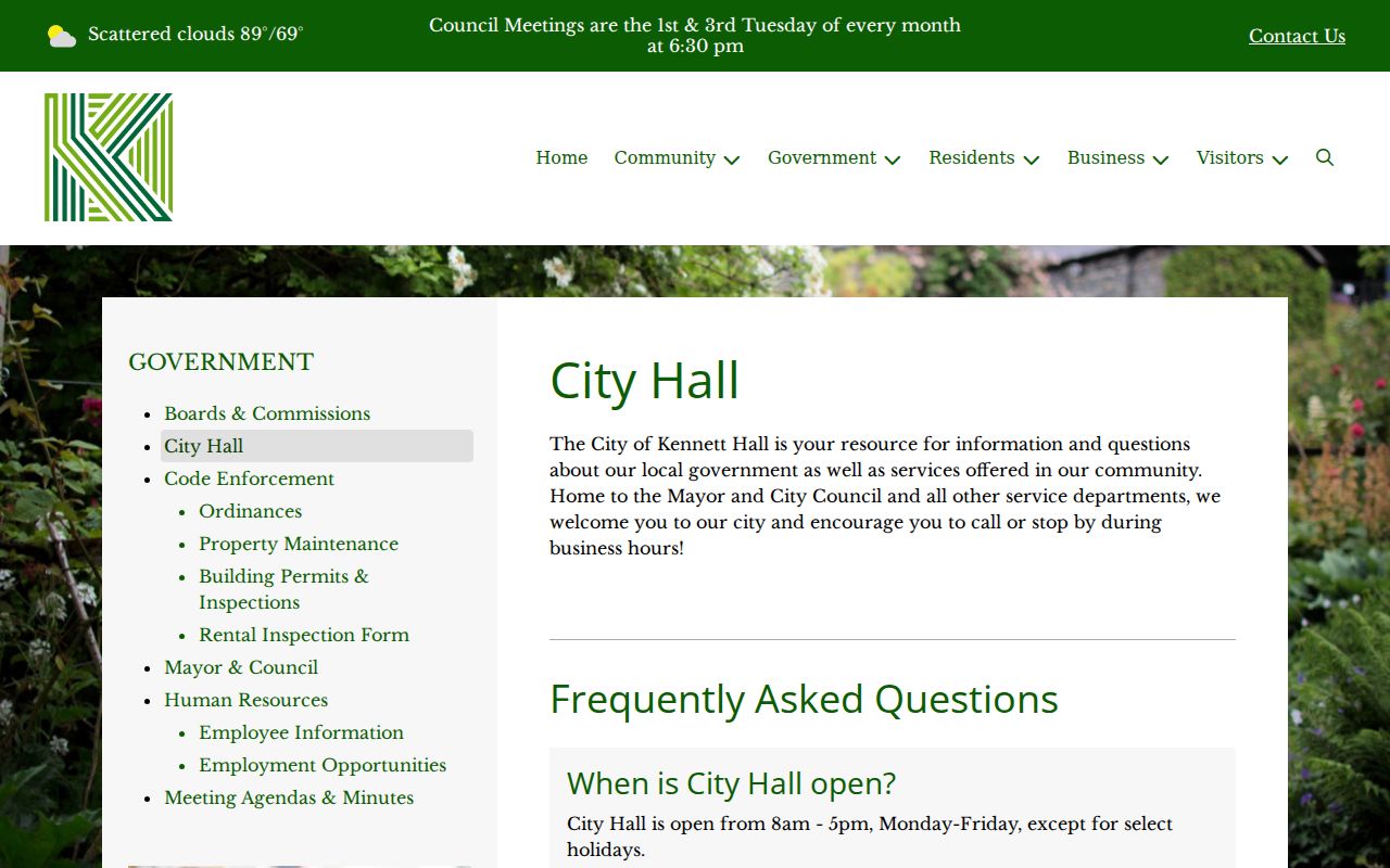 Kennett criminal records contact information for Kennett City Hall